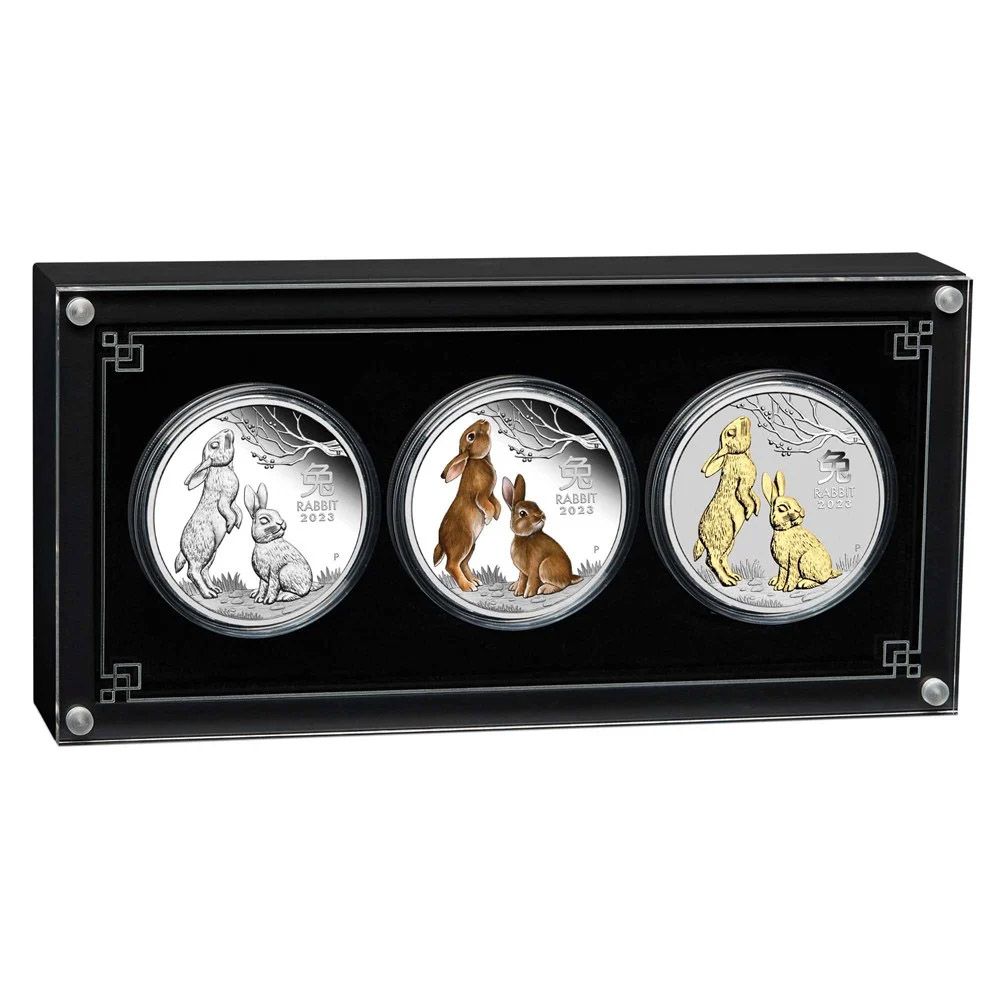 2023 1oz Perth Mint Year of the Rabbit Silver Trio