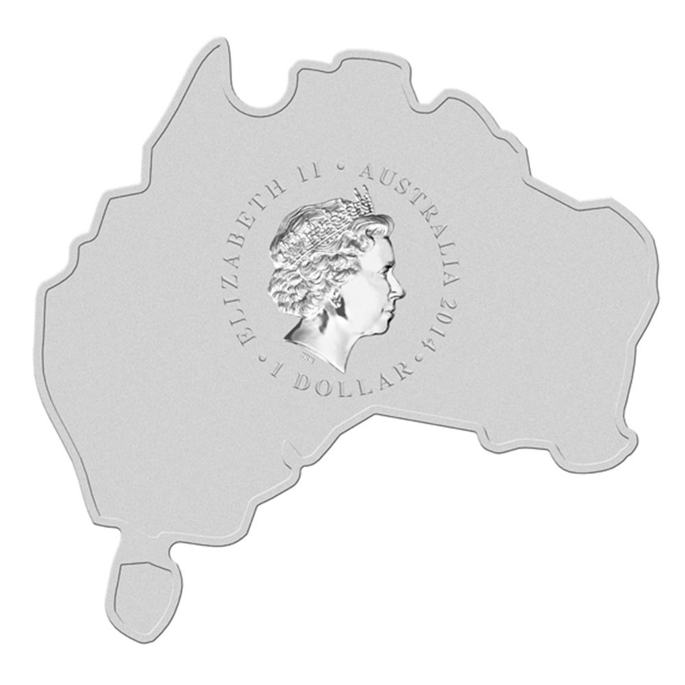2014 Australian Map Shaped Saltwater Crocodile 1oz Silver Coin