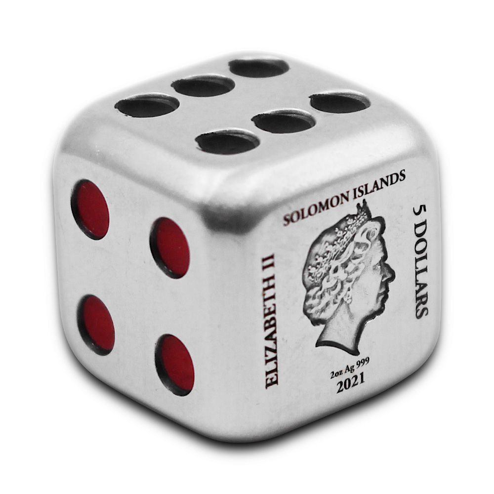 2021 2 oz Solomon Islands Dice .999 Silver Coin 2