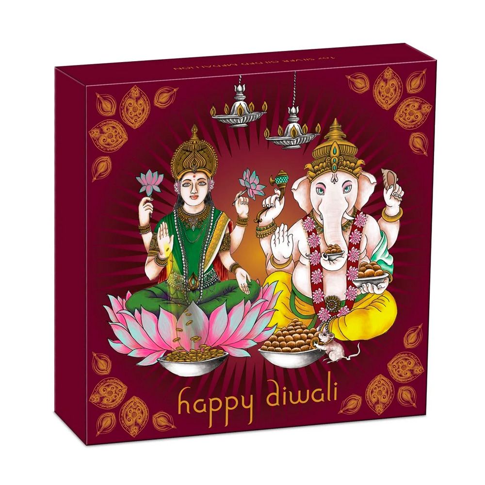 Perth Mint Diwali 1oz Gilded Silver Medallion 4