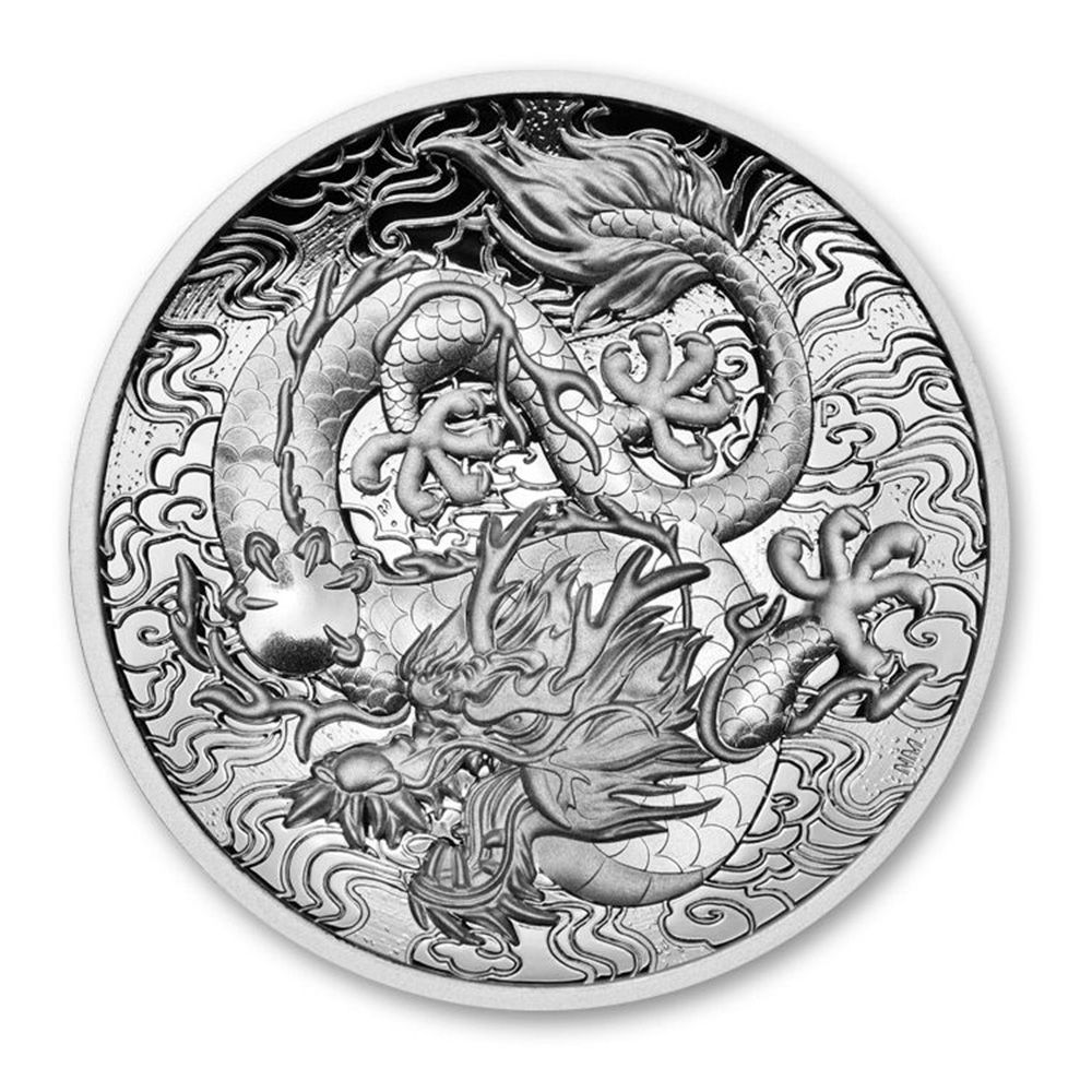 2021 Australia 2 oz Silver Chinese Myths & Legends Dragon High Relief Proof Coin