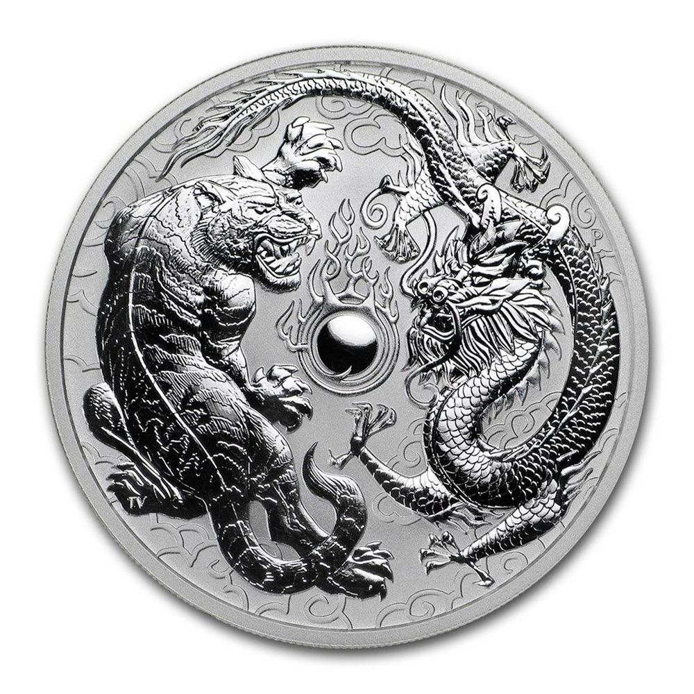 2018 1oz Australia Dragon & Tiger Silver BU Coin 1