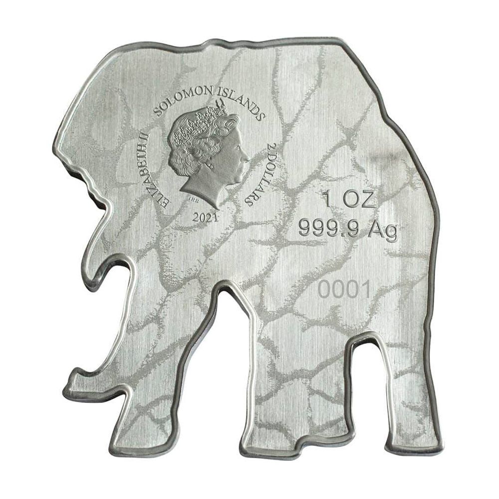 2021 1oz Solomon Islands .9999 Silver African Elephant 2