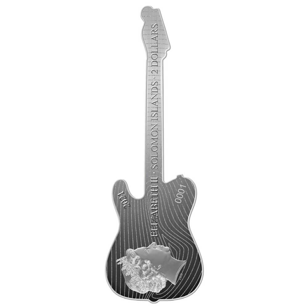 2021 PAMP Fender Telecaster Guitar 1oz .999 Silver Coin Back Shot