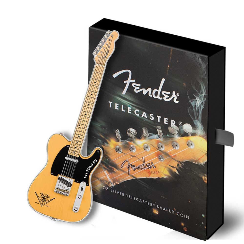 2021 PAMP Fender Telecaster Guitar 1oz .999 Silver Coin Hero Shot