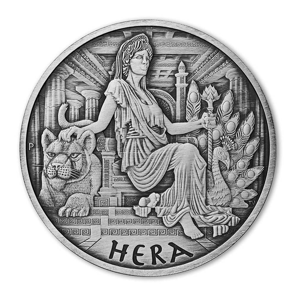 2022 Tuvalu 1 oz .9999 Silver Hera Gods of Olympus Antiqued Coin - Perth Mint