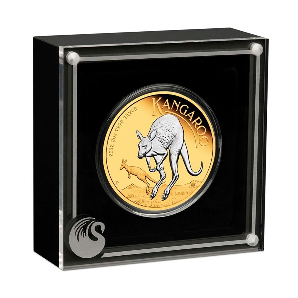 2022 2oz Australian Kangaroo Reverse Gilded Coin .9999 3