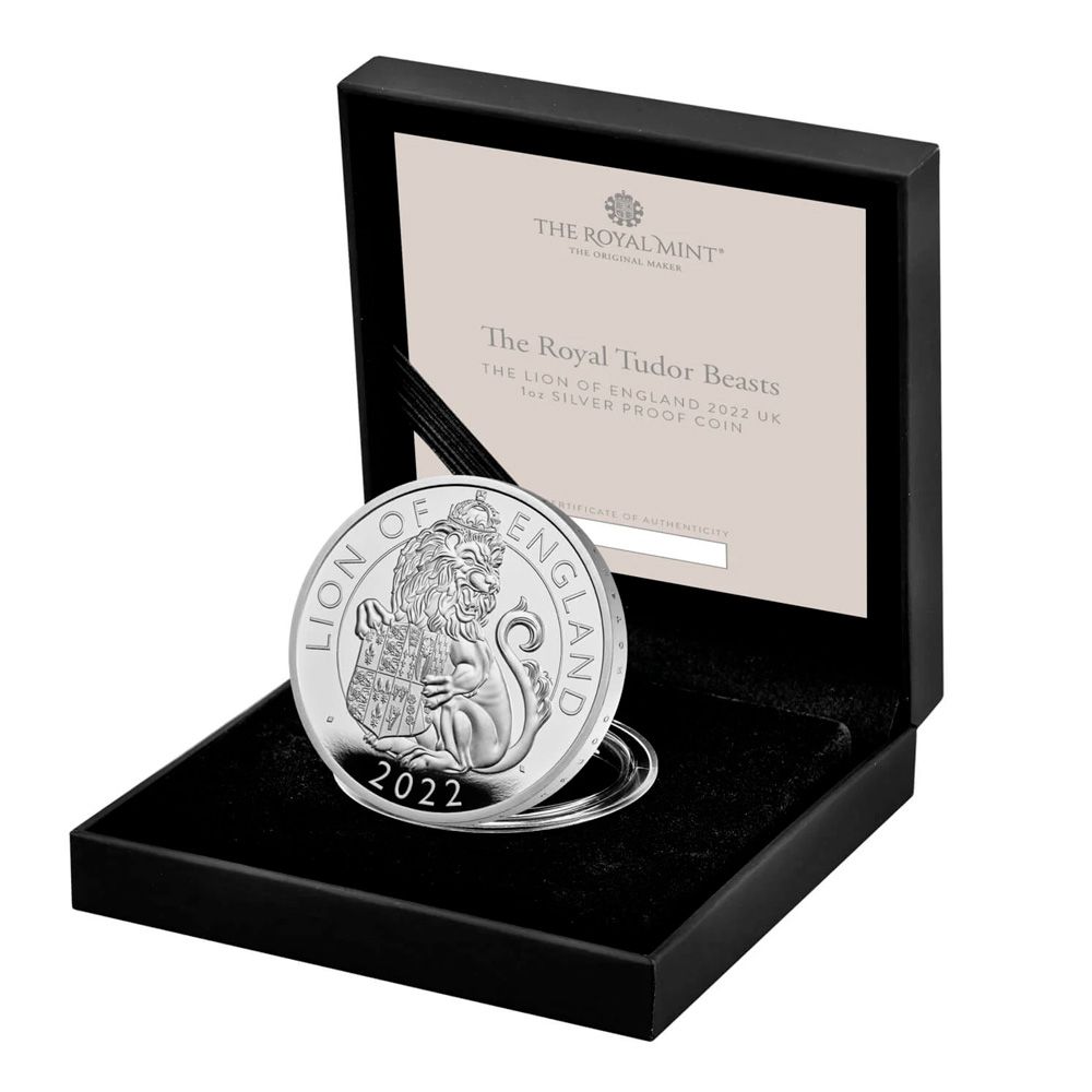 2022 UK 1 oz Silver Tudor Beast The Lion of England Proof Coin - The Royal Mint