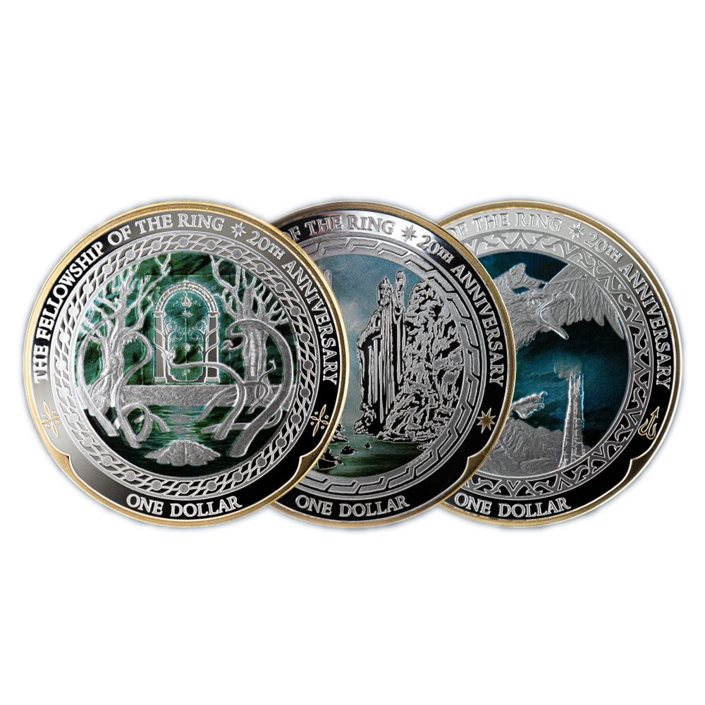2021 LOTR 20th Anniversary Silver 3 x 1oz Coin Set - Quest of the Rin-1