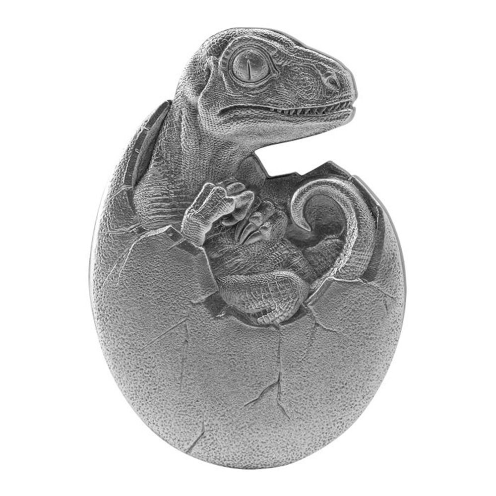 2021 2oz Chad Hatched Series - Velociraptor .999 Silver Antiqued High Relief Coin