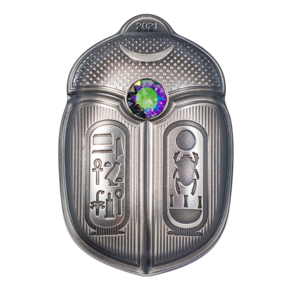 2021 B.H Mayer Palau Scarab 1oz Antiqued Coin & Crystal 1
