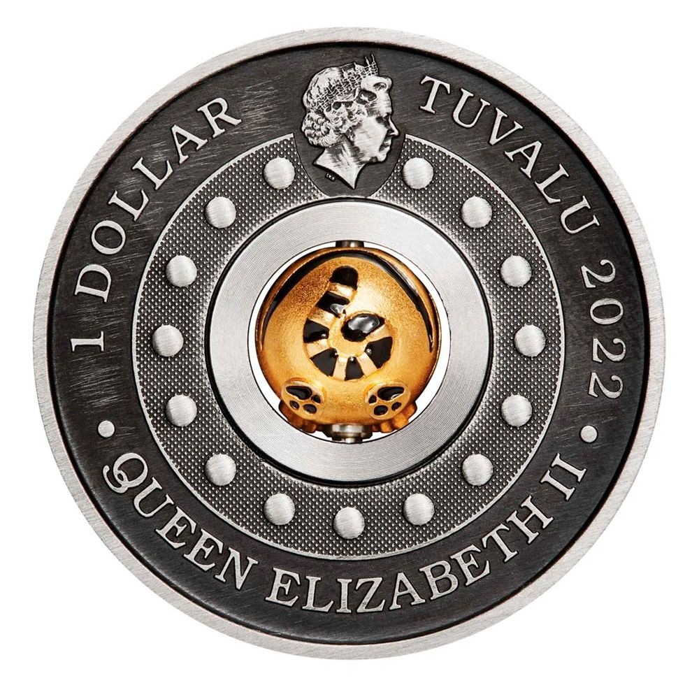 2022 1oz Perth Mint Silver Antiqued Coin - Rotating Charm "Year of the Tiger"
