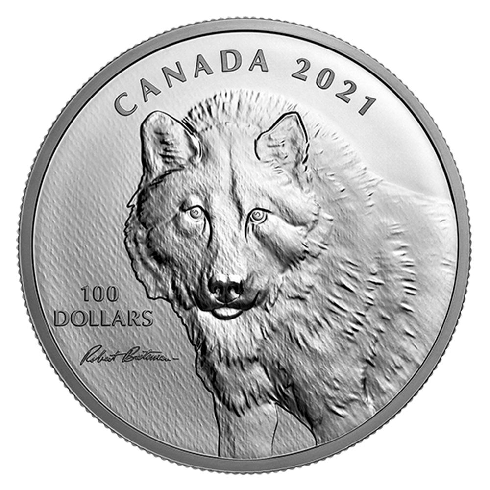 2021 10oz Fine Silver Coin - Wolf Sketch